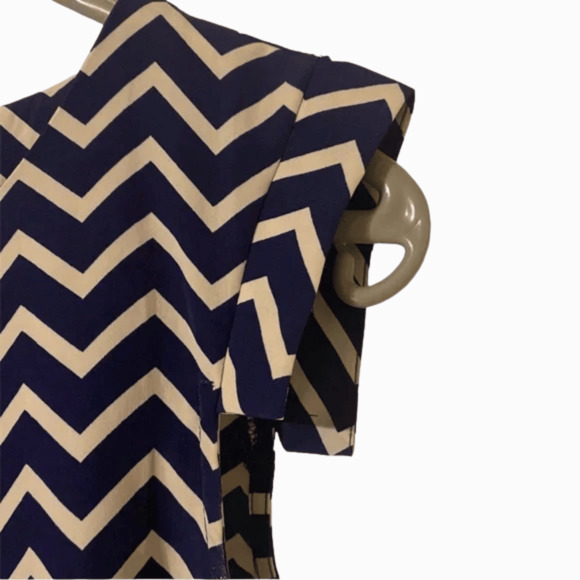 Speechless Size Small A-line Dress Chevron Navy Blue Knee Length Cap Sleeves - Picture 4 of 6